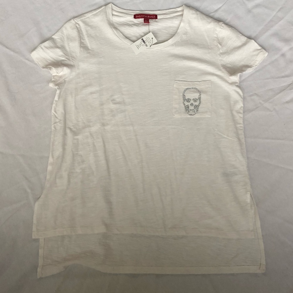 Saks Fifth Avenue Pocket Skull Tee, Sz M